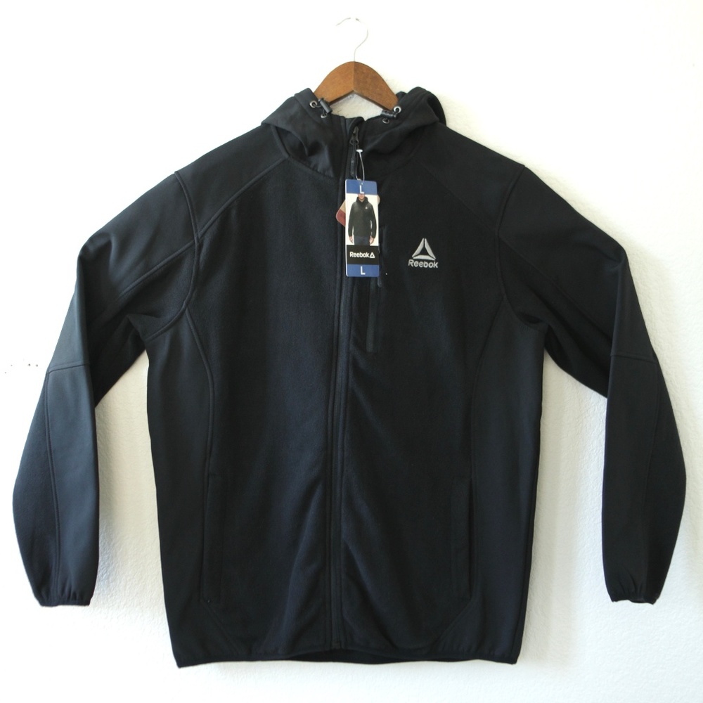 Reebok Men's Fleece Zip Sweater Black Large